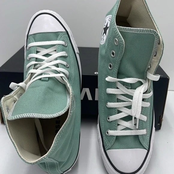 Converse Men’s High Tops in Mint Green  Chuck Taylor All Star Canvas Sneakers - Picture 12 of 16